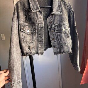 Distressed Black Jean Jacket